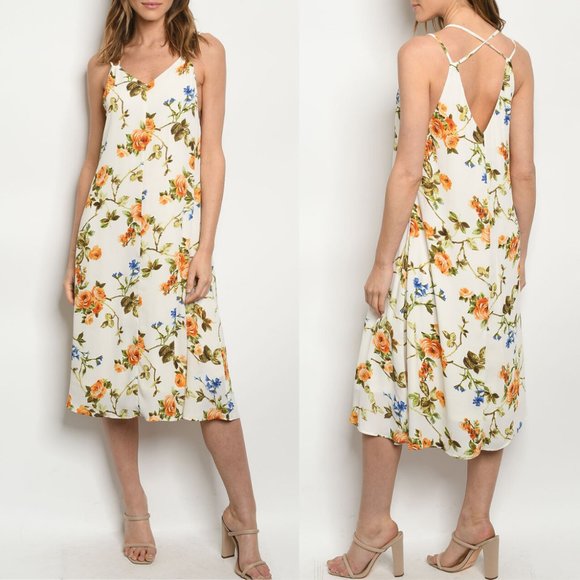 open back floral dress